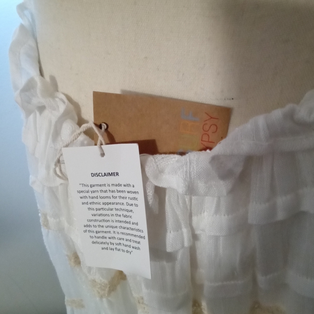 NWTS North Style White Cut Out Halter Dress w/Flowy Ruffled Drop Waist - Picture 6 of 8